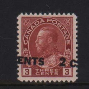 Canada #139i XF/NH Dramatic Shift Surcharge
