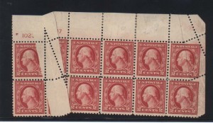 USA #499 Mint Dramatic Pre Printing Fold Block Of 10