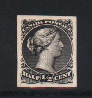 Canada #21P XF Imperf Plate Proof On Card