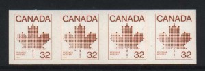 Canada #950a XF/NH Imperforate Strip Of Four