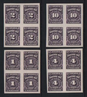 Canada #J15a - #J20a XF/NH Imperforate Blocks