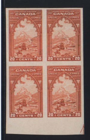 Canada #E3a XF/NH Imperf Guide Arrow Block