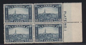 Canada #176 XF/NH Plate #1 Block