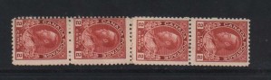 Canada #106x VF/NH Experimental Coil Strip Of Four