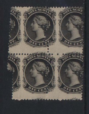 Nova Scotia #8 Mint Freak Misperf Variety Block