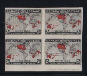Canada #85aiii Mint Imperforate Inscription Block