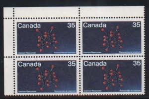 Canada #865a XF/NH Printed On Gum Side UL Plate Block