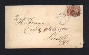 Canada #12 VF Used On Cover To Guelph Ontario **With Cert.**