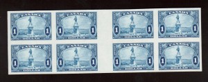 Canada #227ii XF/NH Imperforate Gutter Block Of Eight