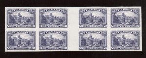 Canada #226ii XF/NH Imperforate Gutter Block Of Eight