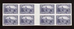 Canada #226ii XF/NH Imperforate Gutter Block Of Eight