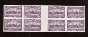 Canada #224ii XF/NH Imperforate Gutter Block Of Eight