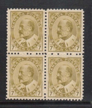 Canada #92 XF Mint Block **With Certificate**