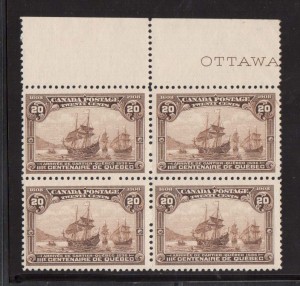 Canada #103 VF/NH Block **With Certificate**