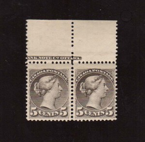 Canada #42 VF/NH Imprint Pair **With Certificate**