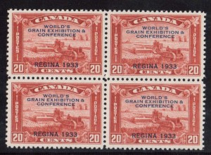 Canada #203i XF/NH Broken X Variety Block  **With Cert.**