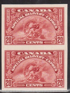 Canada #E6P XF Mint Imperf Proof Pair On Card