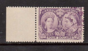 Canada #64 VF Used Sheet Margin Copy With Purple Magenta Cancel *Cert.*