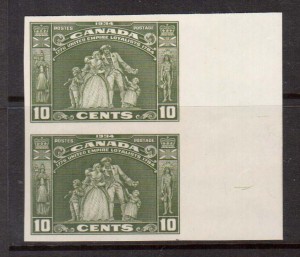 Canada #209a XF/NH Right Sheet Margin Imperf Pair **With Cert.**