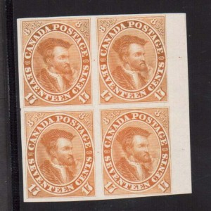 Canada #19TCii XF Proof Block In Orange On India Paper