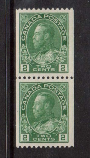 Canada #133 VF/NH Coil Pair  **With Certificate**