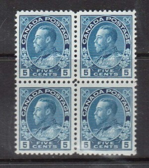 Canada #111 XF/NH Block  **With Certificate**