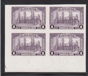 Canada #245b XF/NH LL Imperf Margin Block With Guide Arrow - Unique