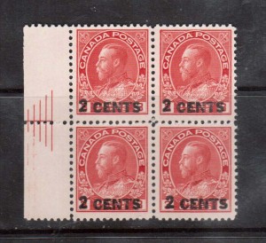 Canada #139iii VF/NH Pyramid Guide Block