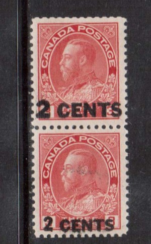 Canada #139v XF/NH Essay Surcharge Pair **With Certificate**