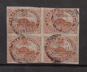 Canada #4d Scarce Used Block Of Four  **With Certificate**