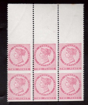 Prince Edward Island #5d NH Mint Imperf Pair In Block Of Six