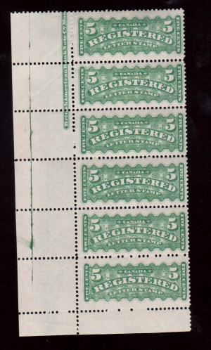 Canada #F2 VF/NH Imprint Strip Of Six **With Certificate**