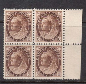 Canada #80 XF/NH Margin Block **With Certificate**