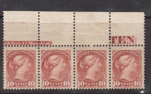 Canada #45 Mint Plate Counter Strip Of Four **With Certificate**