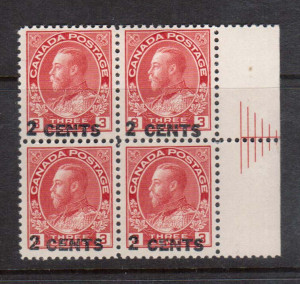 Canada #139iv VF/NH Pyramid Block **With Certificate**