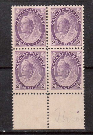 Canada #76a VF/NH Block **With Certificate**