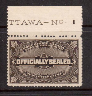 Canada #OX4 VF/NH Plate #1 Single **With Certificate**