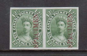 Canada #18Pi XF Proof Pair On India Paper
