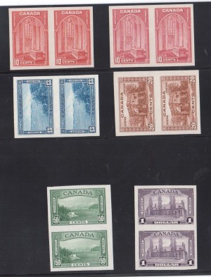 Canada #241b - #245b XF/NH Imperf Pair Set Including #241c