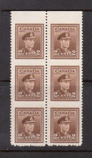 Canada #250d VF/NH Block Of Six **With Certificate**