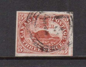 Canada #4c XF Used Showing Imprint At Right **With Certificate**