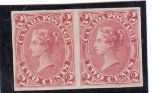 Canada #20b XF Mint Imperf Pair **With Certificate**
