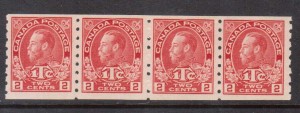 Canada #MR6 XF/NH Strip Of Four **With Certificate**