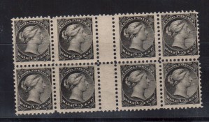 Canada #34iii VF/NH Gutter Block Of Eight