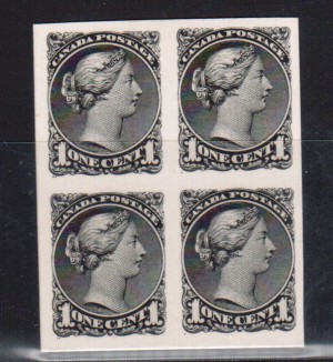 Canada #35P(TC) XF Proof Block In Black India Paper On Card