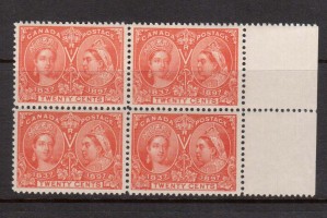 Canada #59 #59ii NH Mint Variety Block **With Certificate**