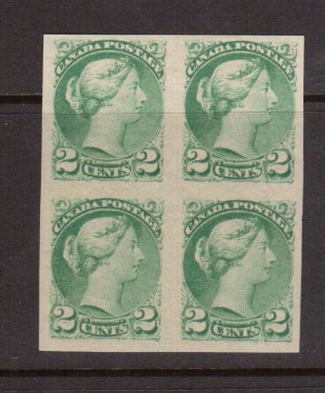Canada #36iii XF Mint Imperf Block **With Certificate**
