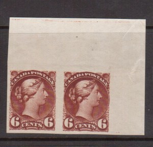 Canada #43b XF/NH UR Margin Imperf Pair **With Certificate**