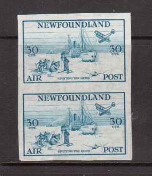 Newfoundland #C15a XF/NH Imperforate Pair **With Certificate**