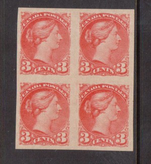 Canada #41b XF/NH Imperf Block **With Certificate**